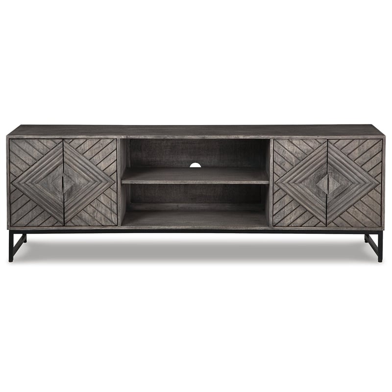 Ashley Furniture Treybrook Wood Accent Cabinet in Distressed Gray & Black