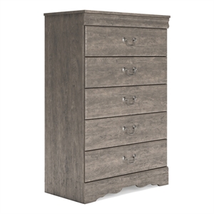 ashley furniture bayzor 5-drawer wood chest in warm gray vintage