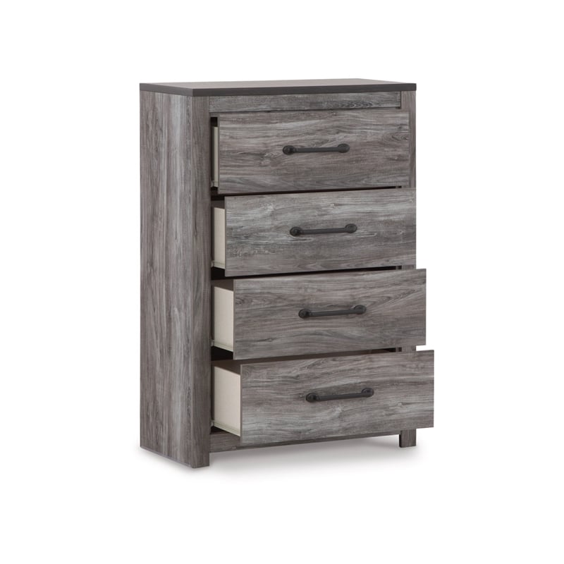 ashley furniture bronyan 4-drawer wood chest in rustic charcoal