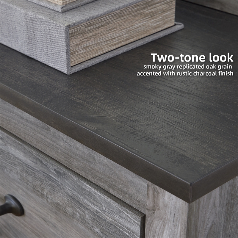 ashley furniture bronyan 4-drawer wood chest in rustic charcoal