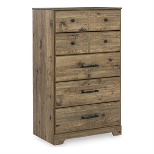 ashley furniture shurlee 5-drawer wood chest in light brown & black