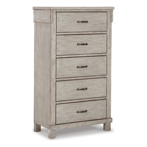 ashley furniture hollentown 5-drawer wood chest in rubbed white