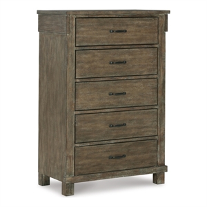 ashley furniture shamryn 5-drawer wood chest in medium brown/dark bronze