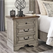 Ashley Furniture Lodenbay 3-Drawer Wood Nightstand in Antiqued Gray & Brown