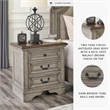 Ashley Furniture Lodenbay 3-Drawer Wood Nightstand in Antiqued Gray & Brown