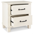 Ashley Furniture Braunter 2-Drawer Wood Nightstand in Aged White & Black