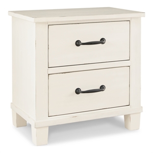 ashley furniture braunter 2-drawer wood nightstand in aged white & black