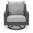 Ashley Furniture Elite Park Resin Outdoor Swivel Lounge with Cushion in Gray