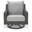 Ashley Furniture Elite Park Resin Outdoor Swivel Lounge with Cushion in Gray