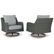 Ashley Furniture Elite Park Resin Outdoor Swivel Lounge with Cushion in Gray