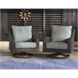 Ashley Furniture Elite Park Resin Outdoor Swivel Lounge with Cushion in Gray