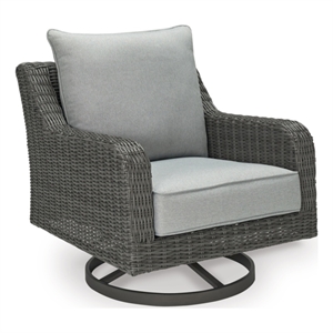 ashley furniture elite park resin outdoor swivel lounge with cushion in gray