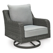 Ashley Furniture Elite Park Resin Outdoor Swivel Lounge with Cushion in Gray