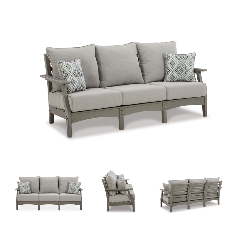 Signature Design by Ashley Visola Outdoor Fabric Sofa with Cushion in Gray