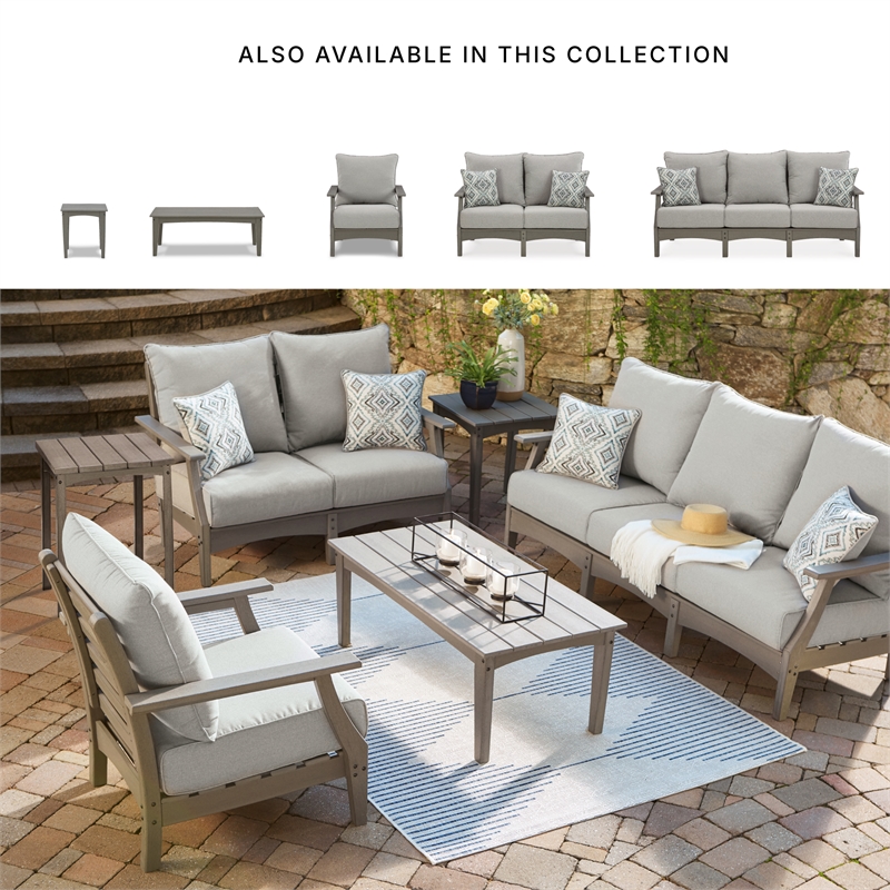 Signature Design by Ashley Visola Outdoor Fabric Sofa with Cushion in Gray