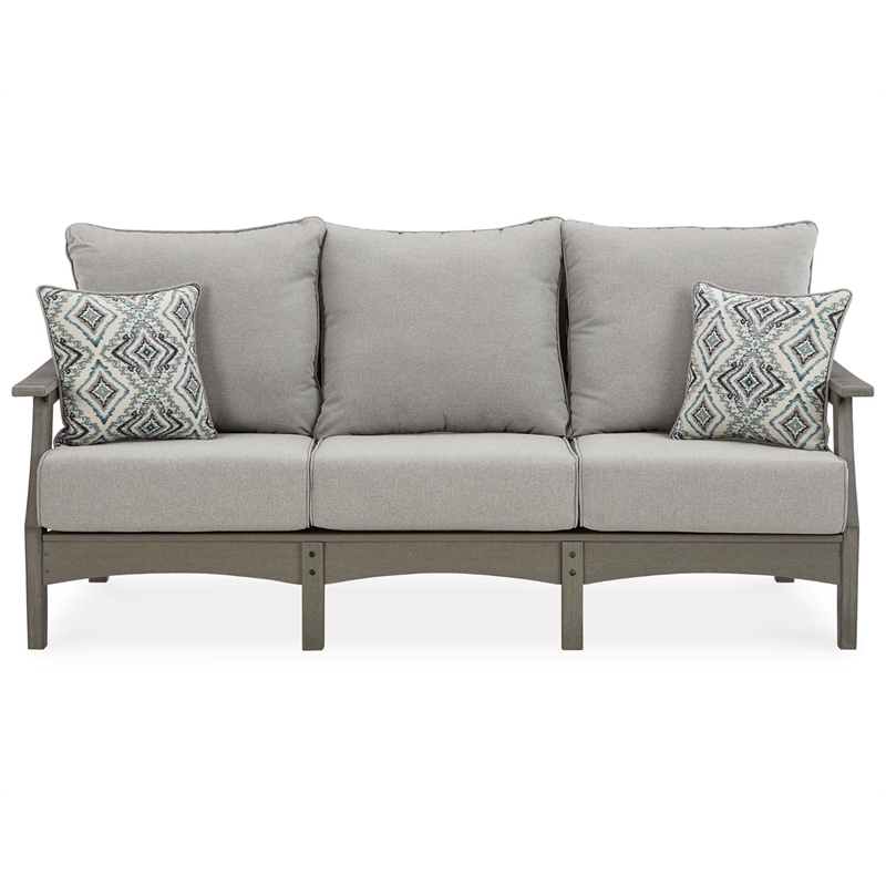 Signature Design by Ashley Visola Outdoor Fabric Sofa with Cushion in Gray