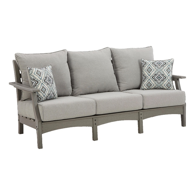 Signature Design by Ashley Visola Outdoor Fabric Sofa with Cushion in Gray