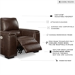 Ashley Furniture Alessandro Leather Power Recliner with Headrest in Walnut