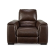 Ashley Furniture Alessandro Leather Power Recliner with Headrest in Walnut