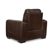 Ashley Furniture Alessandro Leather Power Recliner with Headrest in Walnut
