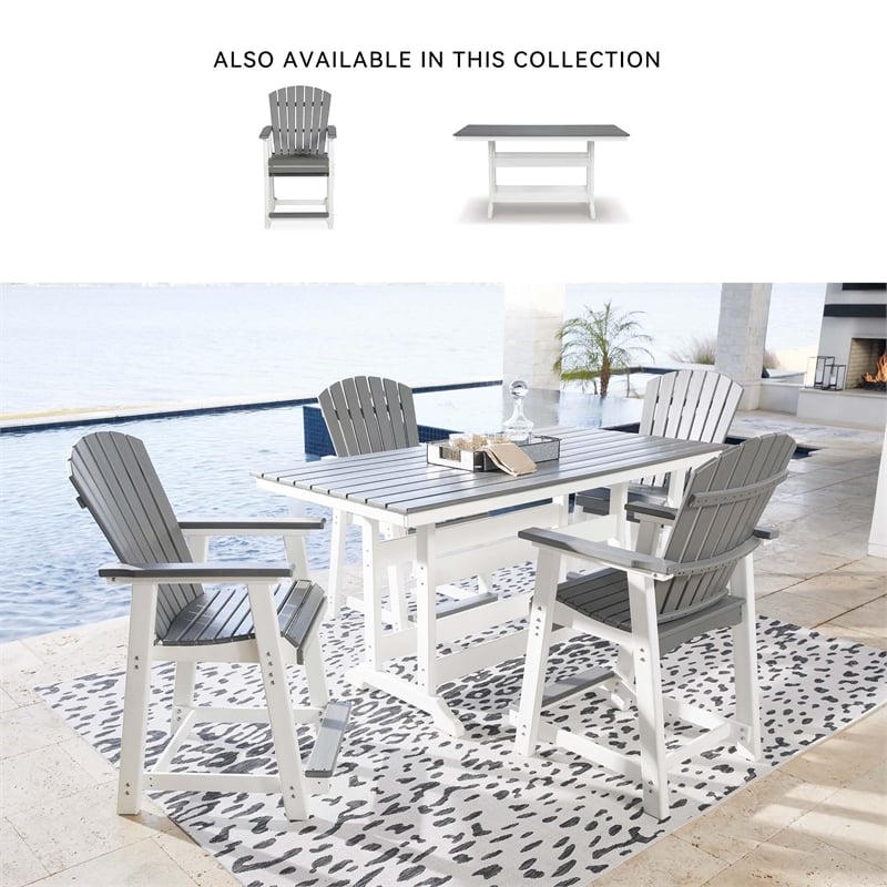 Ashley Furniture Transville Outdoor Plastic Dining Table in Gray and White
