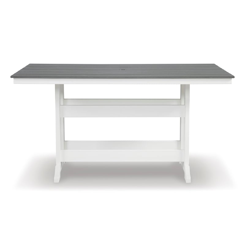 Ashley Furniture Transville Outdoor Plastic Dining Table in Gray and White
