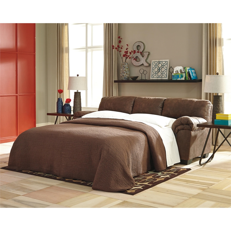 Ashley Furniture Bladen Faux Leather Full Sleeper Sofa in Coffee Dark Brown