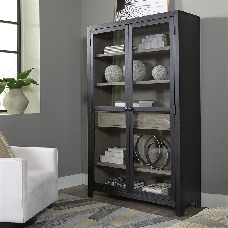 Signature Design by Ashley Lenston 2-Door Wood Accent Cabinet in Black/Warm Gray