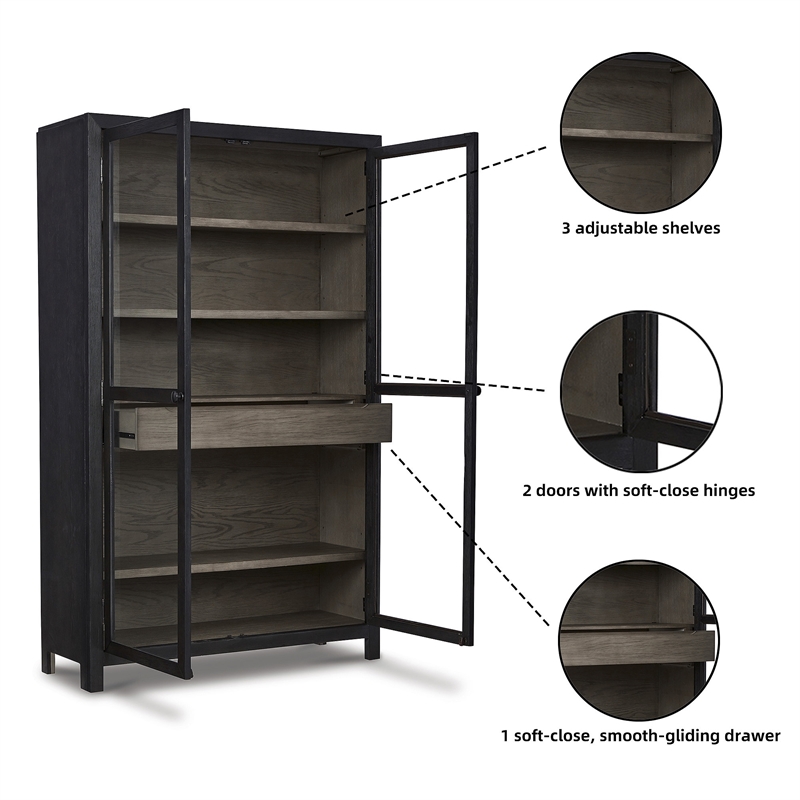 Signature Design by Ashley Lenston 2-Door Wood Accent Cabinet in Black/Warm Gray