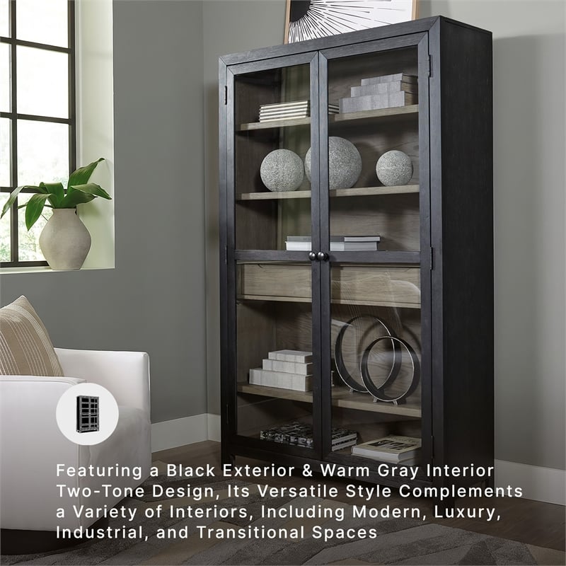 Signature Design by Ashley Lenston 2-Door Wood Accent Cabinet in Black/Warm Gray