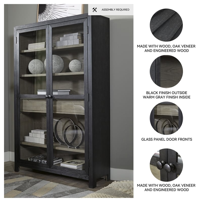 Signature Design by Ashley Lenston 2-Door Wood Accent Cabinet in Black/Warm Gray