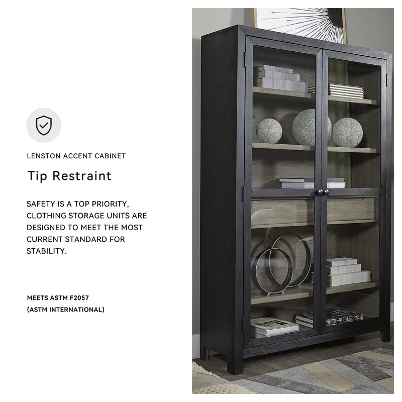 Signature Design by Ashley Lenston 2-Door Wood Accent Cabinet in Black/Warm Gray