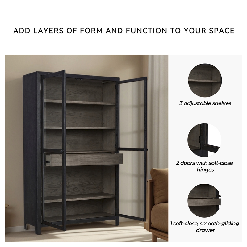 Signature Design by Ashley Lenston 2-Door Wood Accent Cabinet in Black/Warm Gray