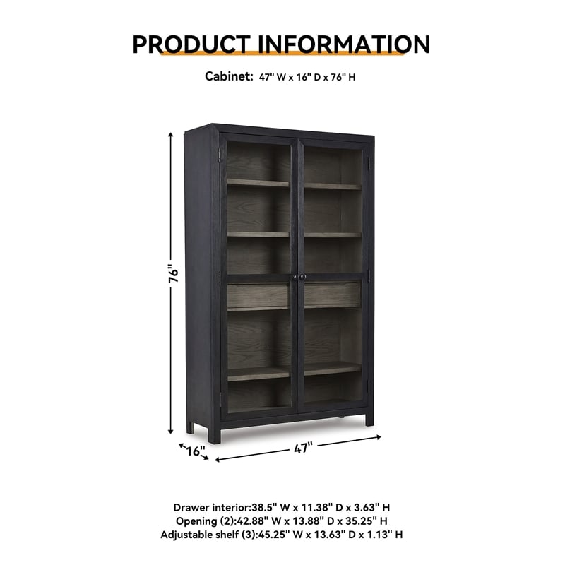 Signature Design by Ashley Lenston 2-Door Wood Accent Cabinet in Black/Warm Gray