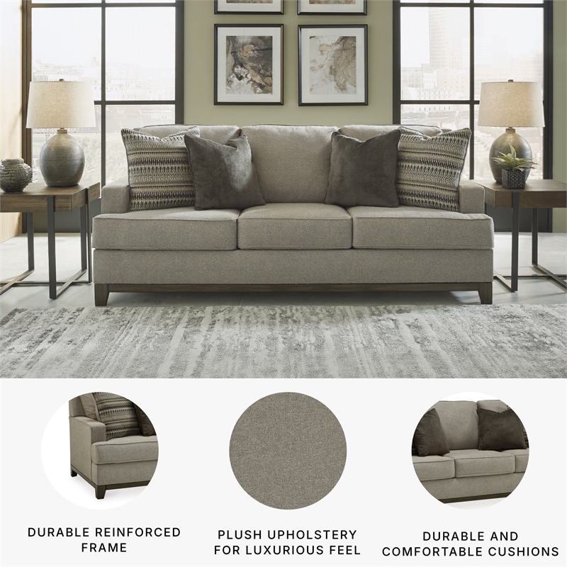 Signature Design by Ashley Kaywood Contemporary Fabric & Wood Sofa in Gray