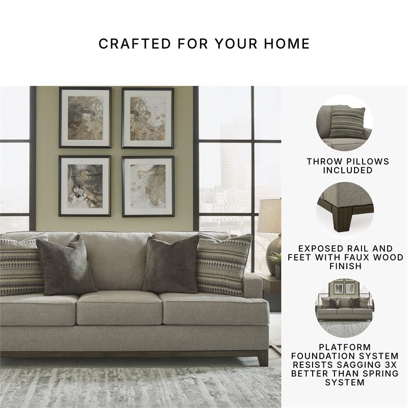 Signature Design by Ashley Kaywood Contemporary Fabric & Wood Sofa in Gray