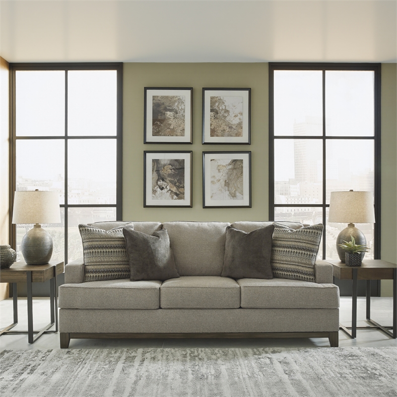 Signature Design by Ashley Kaywood Contemporary Fabric & Wood Sofa in Gray