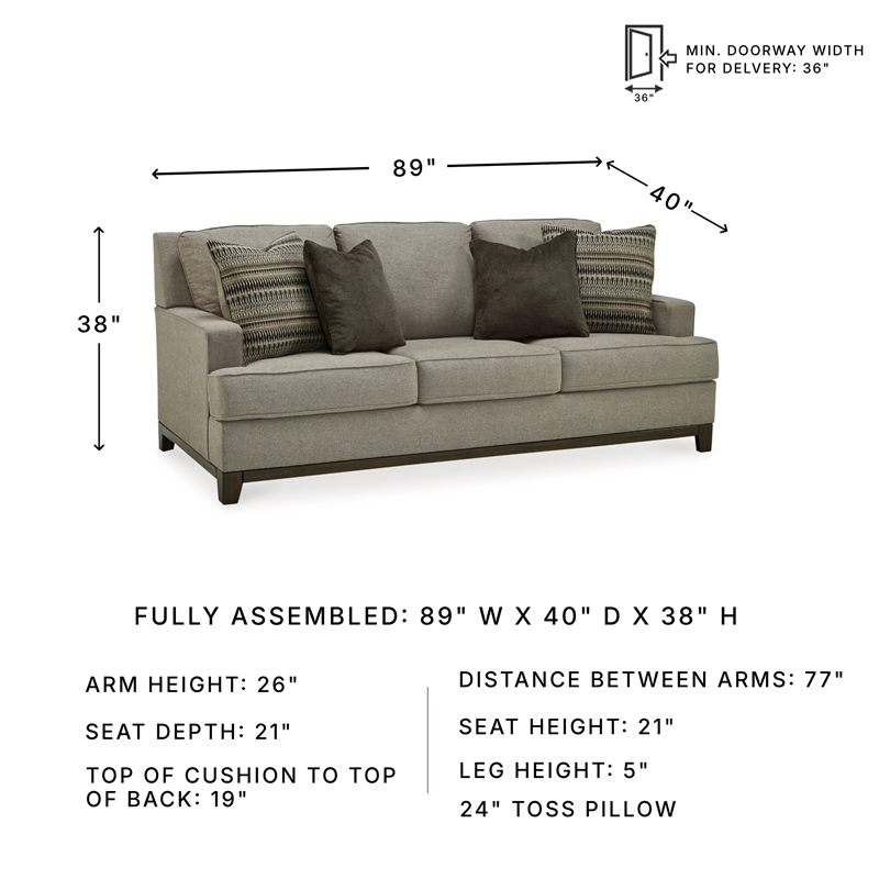 Signature Design by Ashley Kaywood Contemporary Fabric & Wood Sofa in Gray