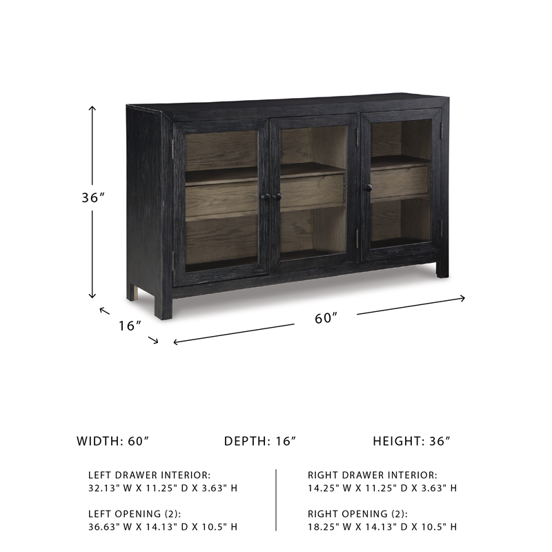 Signature Design by Ashley Lenston 3-Door Wood Accent Cabinet in Black/Warm Gray