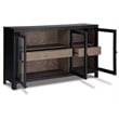 Signature Design by Ashley Lenston 3-Door Wood Accent Cabinet in Black/Warm Gray