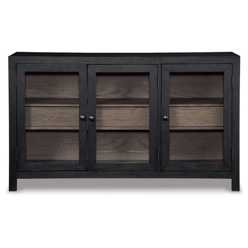 Signature Design by Ashley Lenston 3-Door Wood Accent Cabinet in Black/Warm Gray