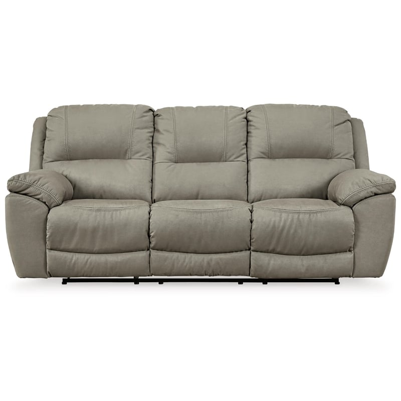 Ashley Furniture Next-Gen Gaucho Faux Leather Power Reclining Sofa in Light Gray