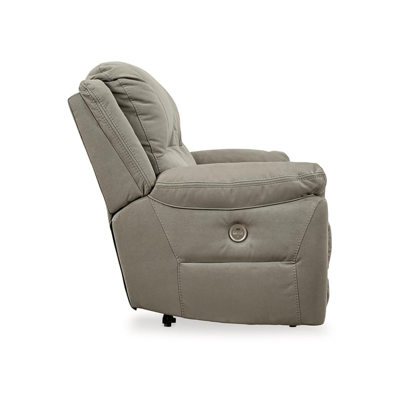 Ashley Furniture Next-Gen Gaucho Faux Leather Power Reclining Sofa in Light Gray