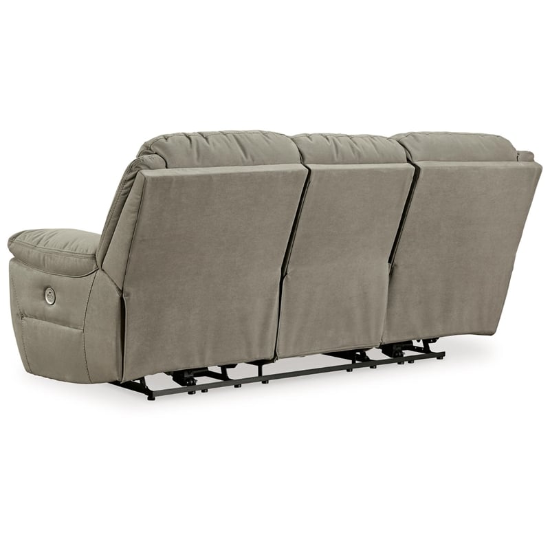 Ashley Furniture Next-Gen Gaucho Faux Leather Power Reclining Sofa in Light Gray