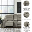 Ashley Furniture Next-Gen Gaucho Faux Leather Power Reclining Loveseat in Gray