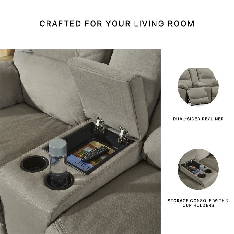 Ashley Furniture Next-Gen Gaucho Faux Leather Power Reclining Loveseat in Gray