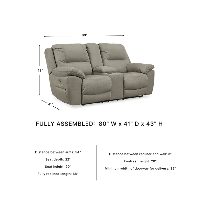Ashley Furniture Next-Gen Gaucho Faux Leather Power Reclining Loveseat in Gray