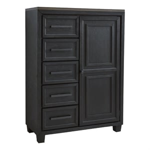 Ashley Furniture Foyland 5-Drawer Wood Chest in Black & Light Brown
