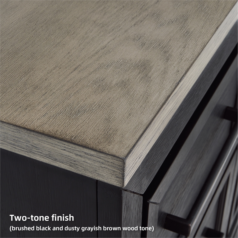 Ashley Furniture Foyland 5-Drawer Wood Chest in Black & Light Brown