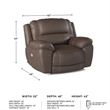 Ashley Furniture Dunleith Leather Zero Wall Recliner with Headrest in Dark Brown